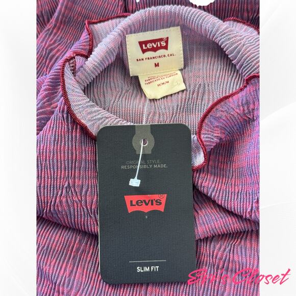 Levi's Second Skin Top Sheer Pink Purple Sz M. NWT - Picture 6 of 7